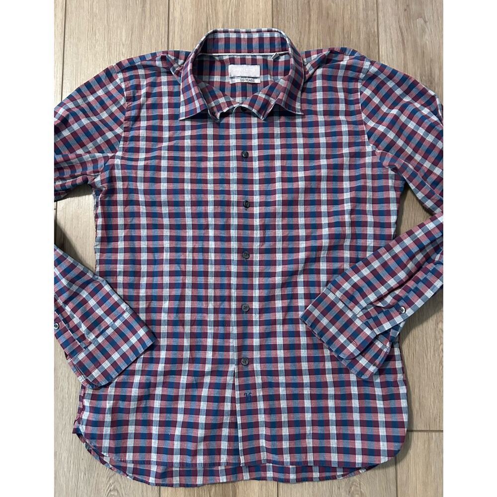 Hickey Freeman Men’s Plaid‎ casual long sleeve button down shirt